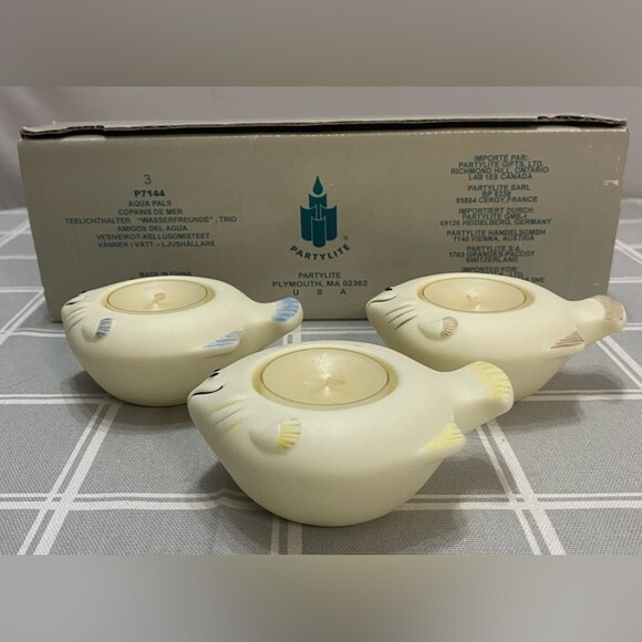 PartyLite Aqua Pals Fish Floating Bisque Porcelain Tealight Candle Holders P7144 - Picture 2 of 11